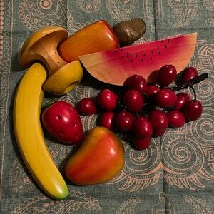 Colorful Vintage Wooden Fruit Set